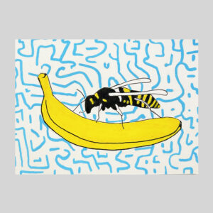 Wesp op banaan